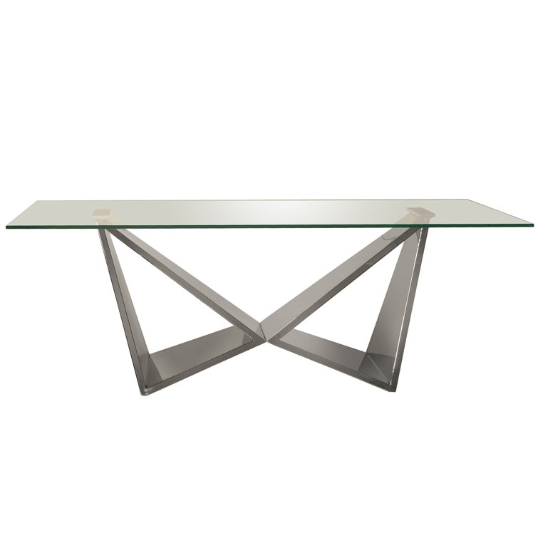 Ebern Designs Table Ready Glass Top Cross Legs End Table Wayfair.co.uk